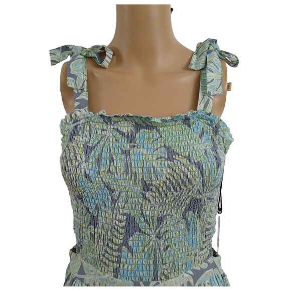 NWT Floral Maxi Dress Tube Smock Top Open Sides Beachy Boho Women's Size Large - Picture 7 of 13